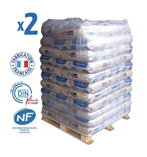 Woodstock Holzpellets, 2 Paletten, 132 x 15 kg Säcke, DINplus NF – Naturholz